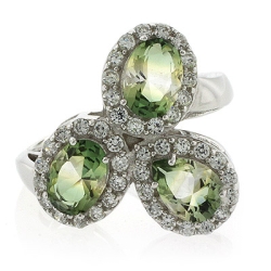 Anillo de Plata de Ley con 3 Piedras de Turmalina