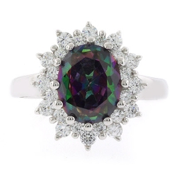Oval Cut Mystic Topaz Sterling Silver Ring