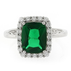 Hermoso Anillo de Plata de Ley con Esmeralda