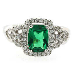 Green Emerald Sterling Silver Ring