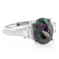 Huge Mystic Caribbean Topaz Sterling Silver Ring