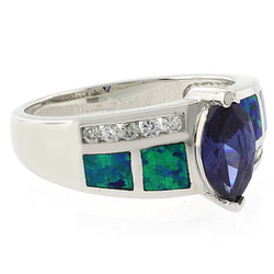 Anillo de Opalo Australiano y Tanzanita