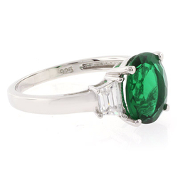 Huge Emerald .925 Sterling Silver Ring