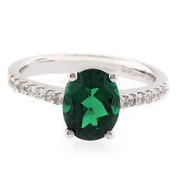 Green Emerald Sterling Silver Ring