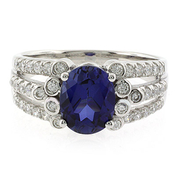 Beautiful Oval Cut Sapphire Unisex Silver Ring