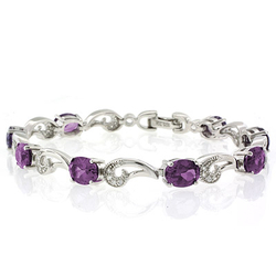 Oval Cut Alexandrite Silver Bracelet Purple to Pink Color Change