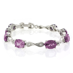 Pulsera de Plata .925 con Gemas de Alejandrita (Rosa/Morado)