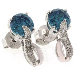 Round Cut Alexandrite Post Back Earrings Blue to Green Color Change