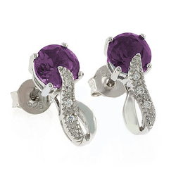 Round Cut Alexandrite Post Back Earrings