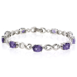 Pulsera de Plata de Ley .925 con Gemas de Alejandrita (Morada/Rosa)