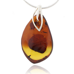 Genuine Amber Sterling Silver Pendant