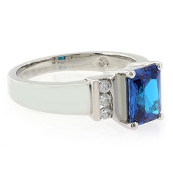 Emerald Cut Sterling Silver Tanzanite Ring