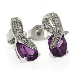 Aretes de Alejandrita ( Rosa/Morado ) en Plata Fina de Ley