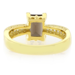 Anillo de Topacio Ahumado con Baño de Oro 14K