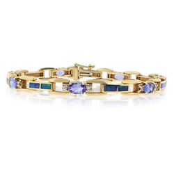 Best Online Genuine Tanzanite and Australian Opal Solid Gold Bracelet