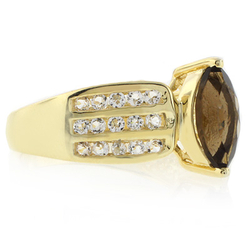 Anillo de Plata .925 con Baño de Oro y Topacio