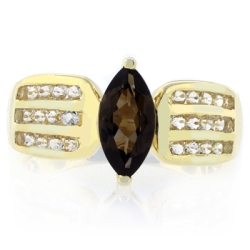 Anillo de Plata .925 con Baño de Oro y Topacio