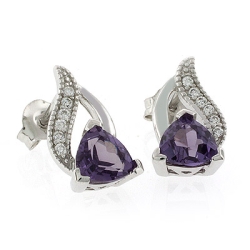 Elegantes Aretes de Alejandrita ( Rosa/Morado ) en Plata .925