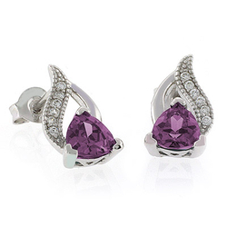 Elegantes Aretes de Alejandrita ( Rosa/Morado ) en Plata .925