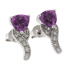 Elegantes Aretes de Alejandrita Bicolor ( Morado a Rosa ) en Plata .925