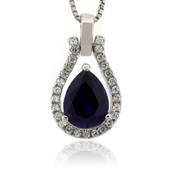 Elegante Dije de Plata Fina .925 con Zafiro Azul