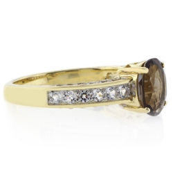 Anillo de Plata con Baño de Oro 14K y Topacio