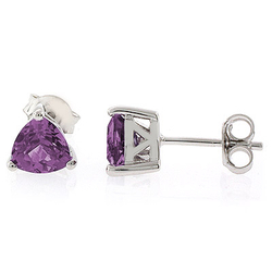 Alexandrite Trillion Cut Stud Earrings Purple to Pink