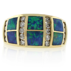 14k Yellow Gold Opal Diamond Ring