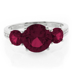 3 Round Cut Ruby Ring