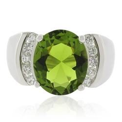 Anillo Enorme de Peridoto en Plata .925