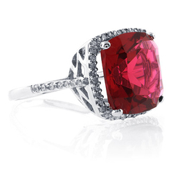 Sterling Silver Cushion Cut Pink Garnet Ring