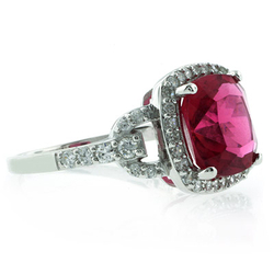 Sterling Silver Cushion Cut Pink Garnet Ring