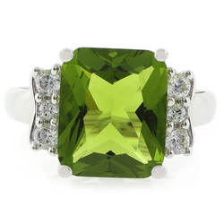 Anillo Enorme de Peridoto en Plata de Ley .925