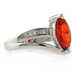 Silver Fire Cherry Opal Ring