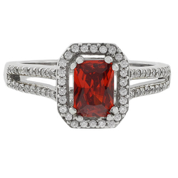 Fire Opal Micropave Ring