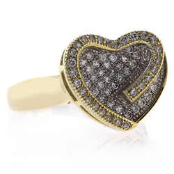 Gold Plated Sterling Silver Heart Shape Micro Pave Ring