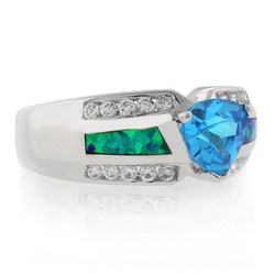 Trillion Cut Blue Topaz Blue Opal Sterling Silver Ring