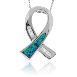 Opal Ribbon Silver Pendant