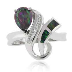 Huge Trillion Cut Mystic Topaz Opal Ring