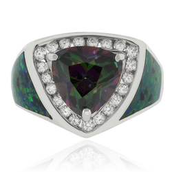 Huge Trillion Cut Mystic Topaz Opal Ring