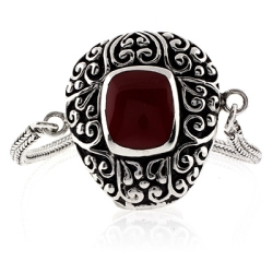 Pulsera de Plata de Ley .925 con Coral Rojo Genuino