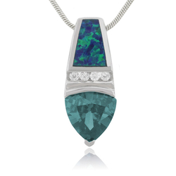 Trillion Cut Alexandrite Opal Silver Pendant