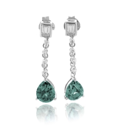 Alexandrite Color Change Dangling Silver Earrings Green