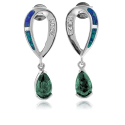 Aretes de Alejandrita y Ópalo Azul en Plata de Ley .925