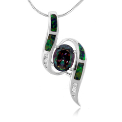 Australian Opal And Mystic Topaz Silver Pendant