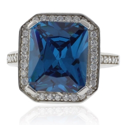 Anillo de Plata Fina .925 con Topacio Azul