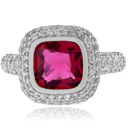 Cushion Cut Pink Tourmaline Ring in Sterling Silver