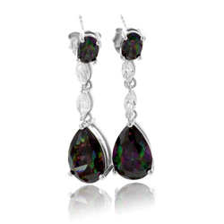 Drop Shape Mystic Topaz Silver Earrings