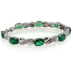 Emerald Silver Gemstone Bracelet