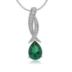 Emerald Charm MicroPave Sterling Silver Pendant